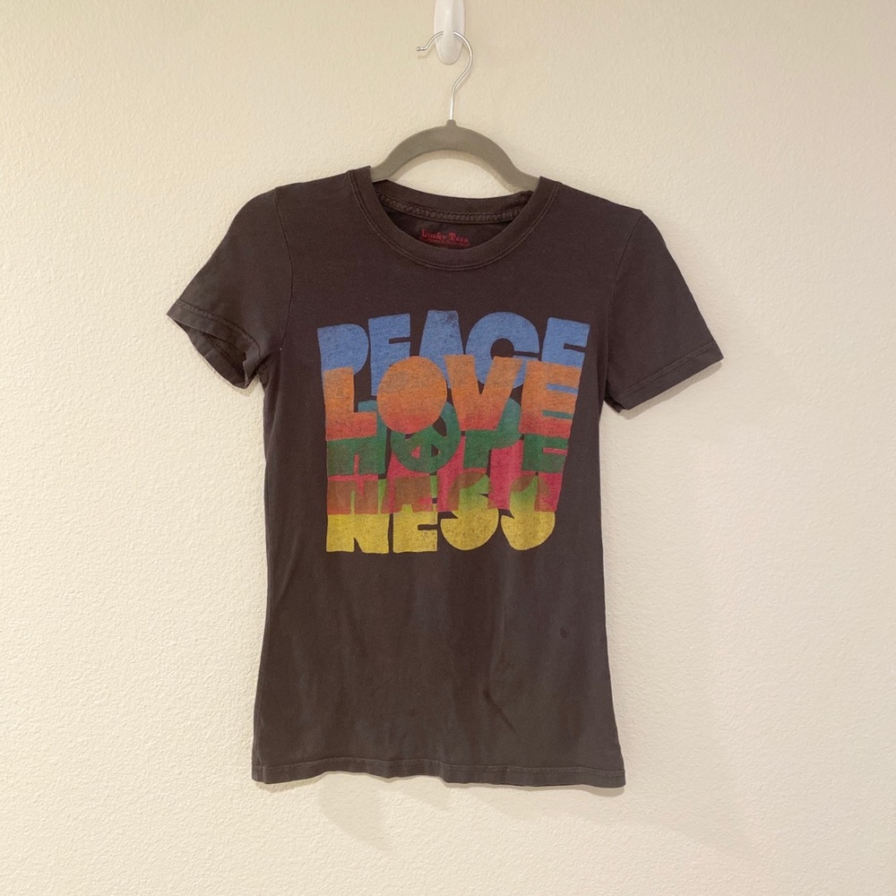 LUCKY BRAND Graphic Tee Peace Love Size XS